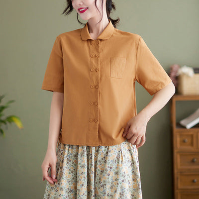 Athalie® | Weiße Kurzarmbluse aus Baumwollleinen für Damen