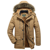 Herren Winterparka mit Kapuze, Knöpfen und Taschen in Khaki
