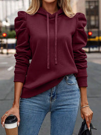 Damen Kapuzenpullover mit Kordelzug in Dunkelrot