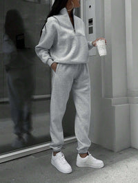 Damen Oversized Zweiteiliges Set in Hellgrau