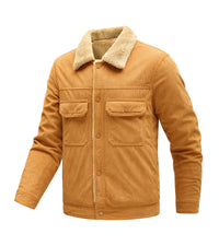 Herren Langarmjacke mit Knöpfen und Taschen in Karamell