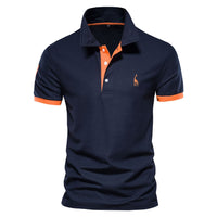 Peter - Poloshirt in Marineblau und Orange