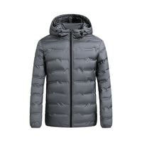 Herren ultraleichte Steppjacke mit Kapuze und Windschutzleiste in Dunkelgrau