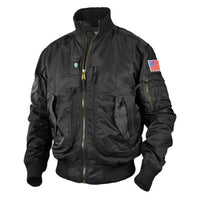 Herren Bomberjacke im Fliegerstil mit Thermofutter und Utility-Taschen in Schwarz 1992