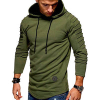 Herren Longline-Hoodie mit Kordelzug und langen Ärmeln in Olivgrün