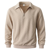 Martin | Polo Quarter Zip aus elegantem Strick in Khaki