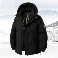 Herren Daunenjacke mit Kapuze und Taschen in Schwarz