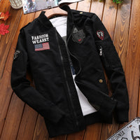 Herren Patchwork-Bomberjacke mit Ärmeltasche und geripptem Bündchen in Schwarz 2502