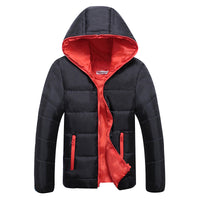 Mila | Wattierte Kapuzen Steppjacke in Schwarz+Orange