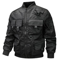 Herren Bomberjacke mit modularen Taschen und D-Ring-Details in Schwarz