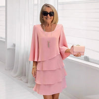 Margaux | Elegantes Midi-Kleid mit Rüschen in Rosa