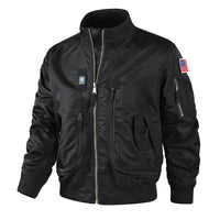 Herren Bomberjacke im Pilotendesign mit Multifunktionstaschen in Schwarz