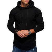 Herren Longline-Hoodie mit Kordelzug und langen Ärmeln in Schwarz