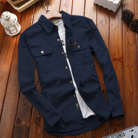 Herren Canvas-Overshirt mit Klappbrusttaschen und verstärkten Nähten in Dunkelblau