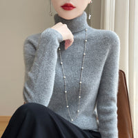 Damen Slim Fit Rollkragenpullover in Mittelgrau