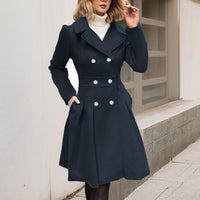 Damen Langarm-Mantel Longline mit Taschen in Schwarz