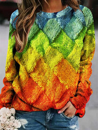 Damen Pullover mit Rundhalsausschnitt und langen Ärmeln in Grün