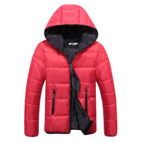 Mila | Wattierte Kapuzen Steppjacke in Rot+Schwarz