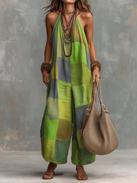 Oriana | Damen Halter Wide-Leg Jumpsuit in Grün