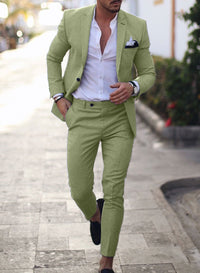 Étienne | Herren Anzug Zweiteilig Slim Business Elegant Hochzeit Klassisch in Hellgrün