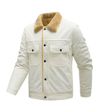 Herren Langarmjacke mit Knöpfen und Taschen in Weiß