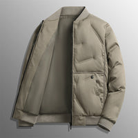 Herren Langarm Steppjacke mit Knöpfen und Taschen in Khaki
