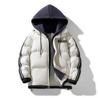 Herren wattierter Parka mit innenliegendem Hoodie und Zwei-Wege-Reißverschluss in Cremeweiß