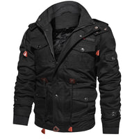 Herren gefütterte Utility-Feldjacke mit Kordelzug und Taschen in Schwarz 9933
