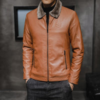 Herren Langarm-Jacke mit Taschen in Rötlich Braun