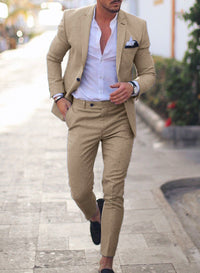 Étienne | Herren Anzug Zweiteilig Slim Business Elegant Hochzeit Klassisch in Khaki