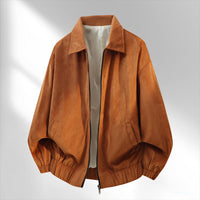 Herren Bomberjacke mit Hemdkragen, elastischem Saum und Innenfutter in Karamell