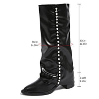 Damen Stiefel mit Perlenschmuck und rutschfester Sohle in Schwarz