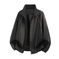 Herren Oversize-Leichtblouson mit Stehkragen und elastischem Saum in Schwarz