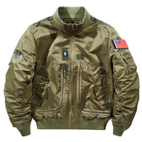 Herren Bomberjacke im Fliegerstil mit mehreren Taschen in Khaki