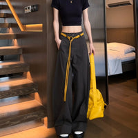 Damen Weite Baumwollhose mit Statement-Gürtel Nord Taschen in Steinfarbe