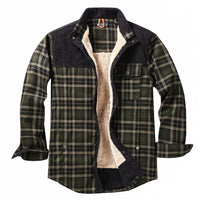 Herren Hemdjacke mit Karomuster und Taschen in Schwarz