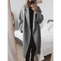 Damen Oversize-Mantel mit Revers und doppelter Knopfleiste in Grau