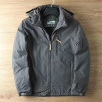 Herren wasserabweisende Allwetter-Trekkingjacke mit Kapuze in Grau