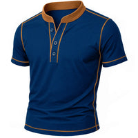 OLIVIER | HENLEY-SHIRT MIT EMBER-DETAIL in Marineblau