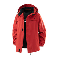 Damen Jacke mit Kapuze, Kordelzug und Taschen in Rot