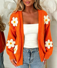 Laura | Damen Oversized Langarm-Cardigan in Orange