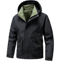 Herren Langarm-Hoodie-Jacke mit Taschen in Schwarz