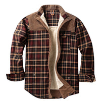 Herren Hemdjacke mit Karomuster und Taschen in Kaffee