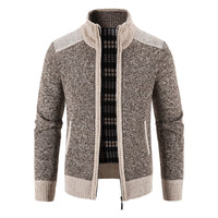 Herren Langarm-Zip-Jacke mit Taschen in Kaffee Braun