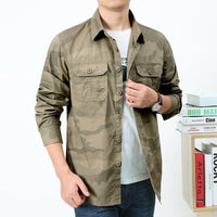 Herren Utility-Hemdjacke mit Klappbrusttaschen und geradem Schnitt in Khaki
