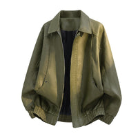 Herren Oversize-Fieldjacke aus Kunstleder mit verdecktem Reißverschluss in Militärgrün