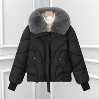 Damen kurzes Pilotenblouson mit voluminösem Schalkragen und Kordelzugsaum in Schwarz