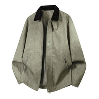 Herren Oversize-Harringtonjacke mit Cordkragen und Zwei-Wege-Reißverschluss in Khaki