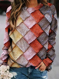 Damen Pullover mit Rundhalsausschnitt und langen Ärmeln in Rosa