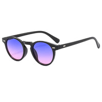 Runde Sonnenbrille mit halbtransparenter Fassung für Herren | Ideal für den täglichen Gebrauch im Freien in Blau-Rosa